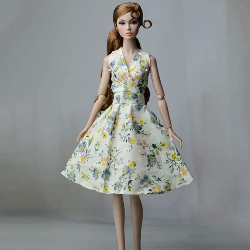 6pcs Fashion Countryside Floral Dress for 11.5" Doll Clothes Party Gown Outfits + 6 Pairs High Heel Shoes 1/6