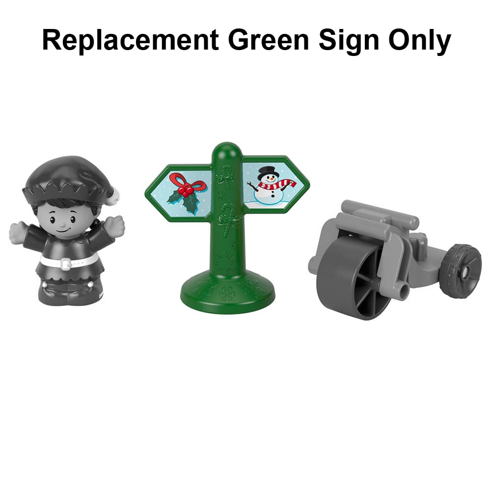 Replacement Part for Fisher-Price Little People Winter Holiday Christmas Playset - HJW18 ~ Replacement Green Sign ~ Arrows to Snowman or Holly