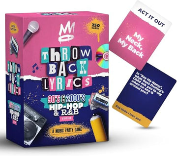 Throwback Lyrics - 90s & 2000s Hip-Hop & R&B Music Trivia & Finish the Lyrics Card Game | Charades + Steal Cards | Adult Party Game for Game Night