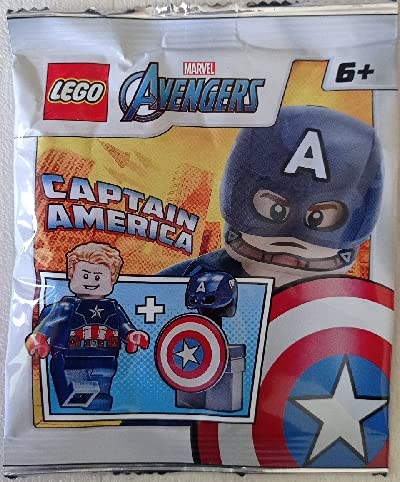 LEGO Superheroes: Captain America Minifigure with Shield, Stand and Hammer (Mjolnir)