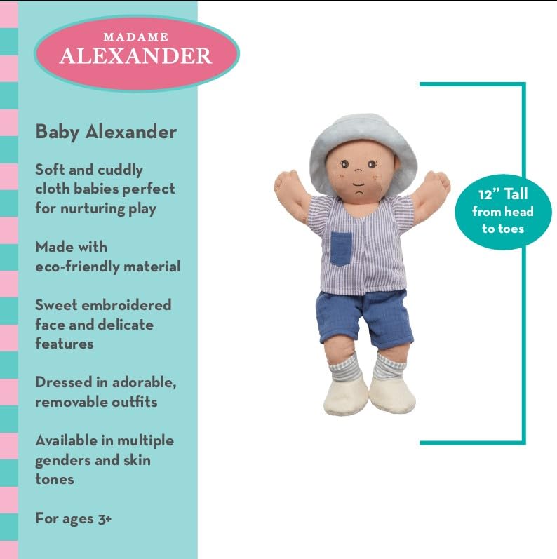 Madame Alexander 12" Baby Alex Cloth Doll, Dark Skin Tone
