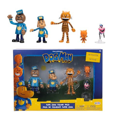 JAKKS Pacific Dog Man Movie Action Figures Multipack Set, Includes 2.5 Inch Scale Figures - Inspired by the Dog Man Movie Toys, Lil Petey, Petey