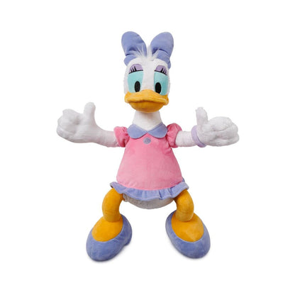 Disney Store Official Daisy Duck Medium Soft Toy for Kids, Cuddly Character with Fuzzy Texture and Embroidered Details in Pink and Purple Dress