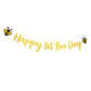 Happy 1st Bee Day Banner,Glitter Gold 1st Birthday Themed Party,One High Chair Sign Boy Girl First Birthday Party Decorations.