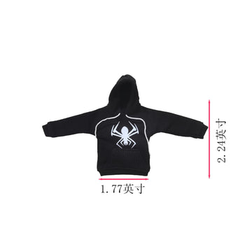 YHNNH 1/12 Scale Figure Clothes Men's Coat, 6-inch Men's Action Figure Doll Printed Hoodie (Black)