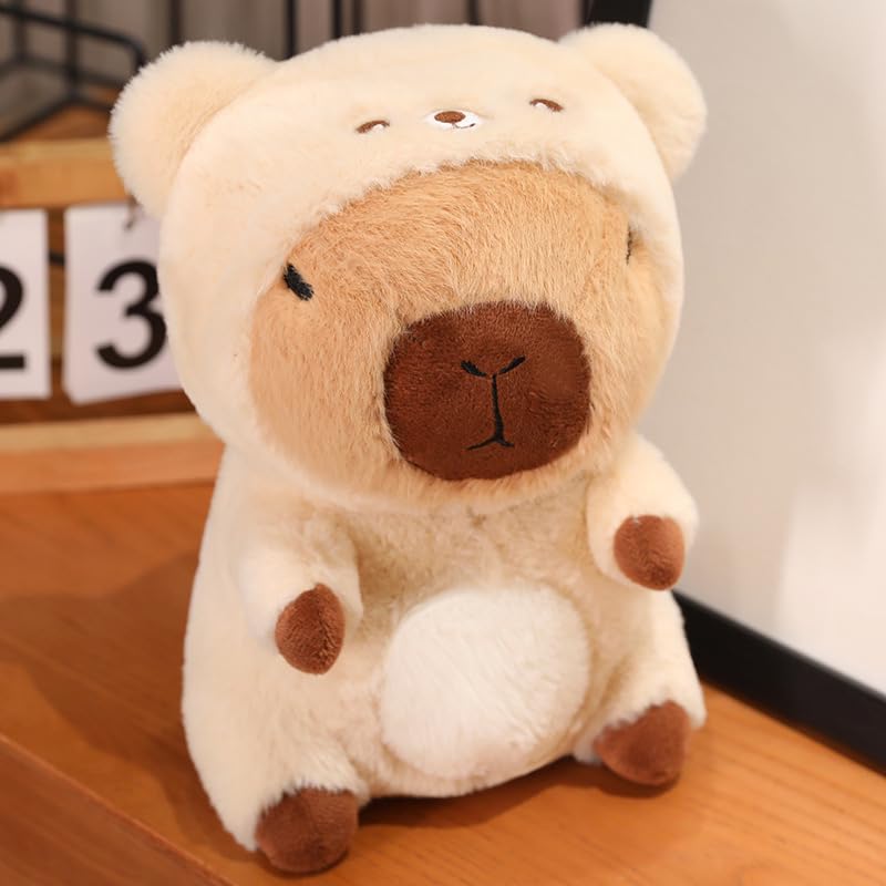WUFUVAP Cute Capybara Plush Wearing Bear Costume Kawaii Capybara Stuffed Animal Soft Stuffed Capibara Toy Birthday Gifts Party Decoration for Kids