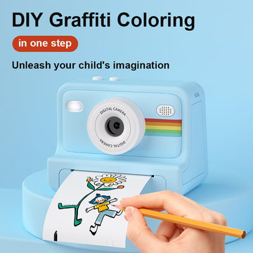 Instant Camera, Selfie Kids with 1080P Videos, Holiday Birthday Gifts for Kids Age 3-12, Toddler Portable Travel Print Digital Camera Toy for Boys