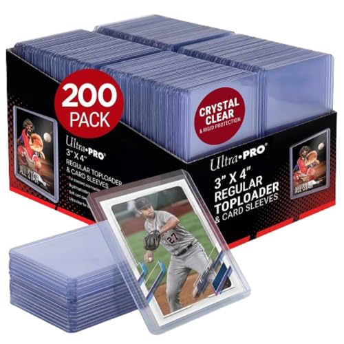 Ultra Pro Toploaders and Card Sleeves Bundle - 3" x 4" Clear Regular Toploaders & Soft Penny Sleeves for Standard Size Cards - Hard Plastic Card