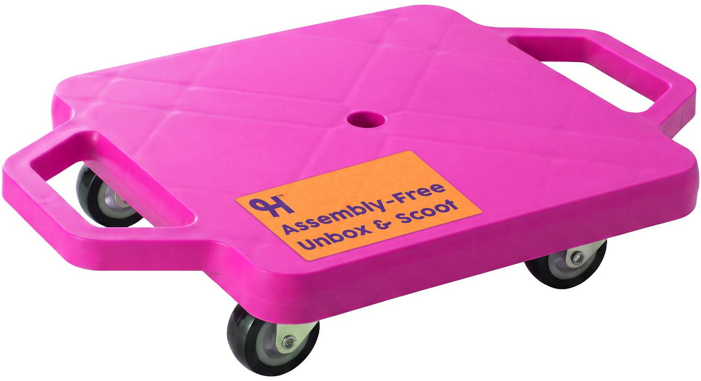Hurtle Scooter Board for Kids with Safety Handles - Heavy Duty Gym Floor Scooter with 360° Wheels for PE, Indoor Active & Sensory Play - Supports 200