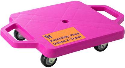 Hurtle Scooter Board for Kids with Safety Handles - Heavy Duty Gym Floor Scooter with 360° Wheels for PE, Indoor Active & Sensory Play - Supports 200