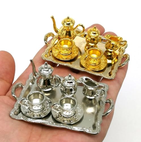 Miniature Tea Set(10pcs), Dollhouse Miniatures Dollhouse Decoration, Miniature Artisan Photography Props