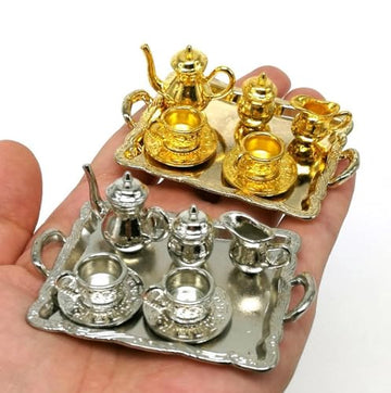 Miniature Tea Set(10pcs), Dollhouse Miniatures Dollhouse Decoration, Miniature Artisan Photography Props