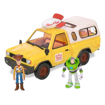 Disney Store Official Pizza Planet Truck with Lights & Sounds - Toy Story Action Figures Set Includes Woody & Buzz Lightyear, Movable Parts, Light Up