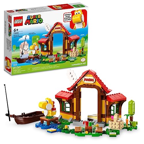 LEGO Super Mario Picnic at Mario’s House Expansion Set 71422, Collectible Playset with Yellow Yoshi Figure, Buildable Game Toy to Expand on Starter
