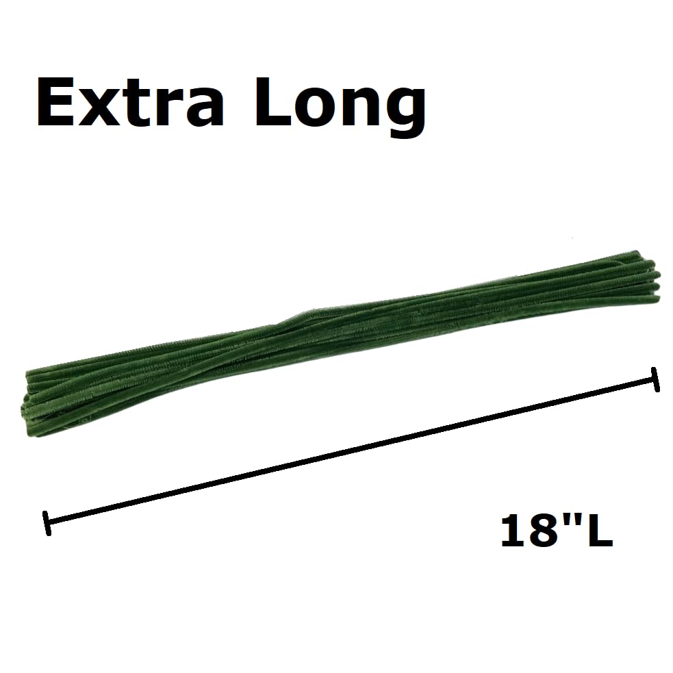 108 Extra?Long Green Pipe Cleaners - 18" Chenille Stems Craft Supplies