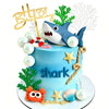 Under the Sea Cake Decorations Shark Cake Topper with Shark Figurines Crab Balls Starfish and Shells for Ocean Theme Birthday Party