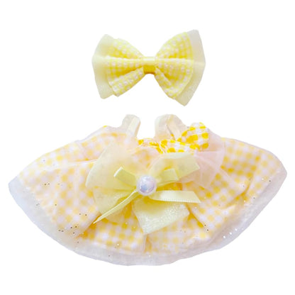 niannyyhouse 10cm-15cm 20cm Plush Doll Clothes Headdress Dress Stuffed Toy Dressup Compatible with 17cm Labubu Doll (Yellow, 20cm)
