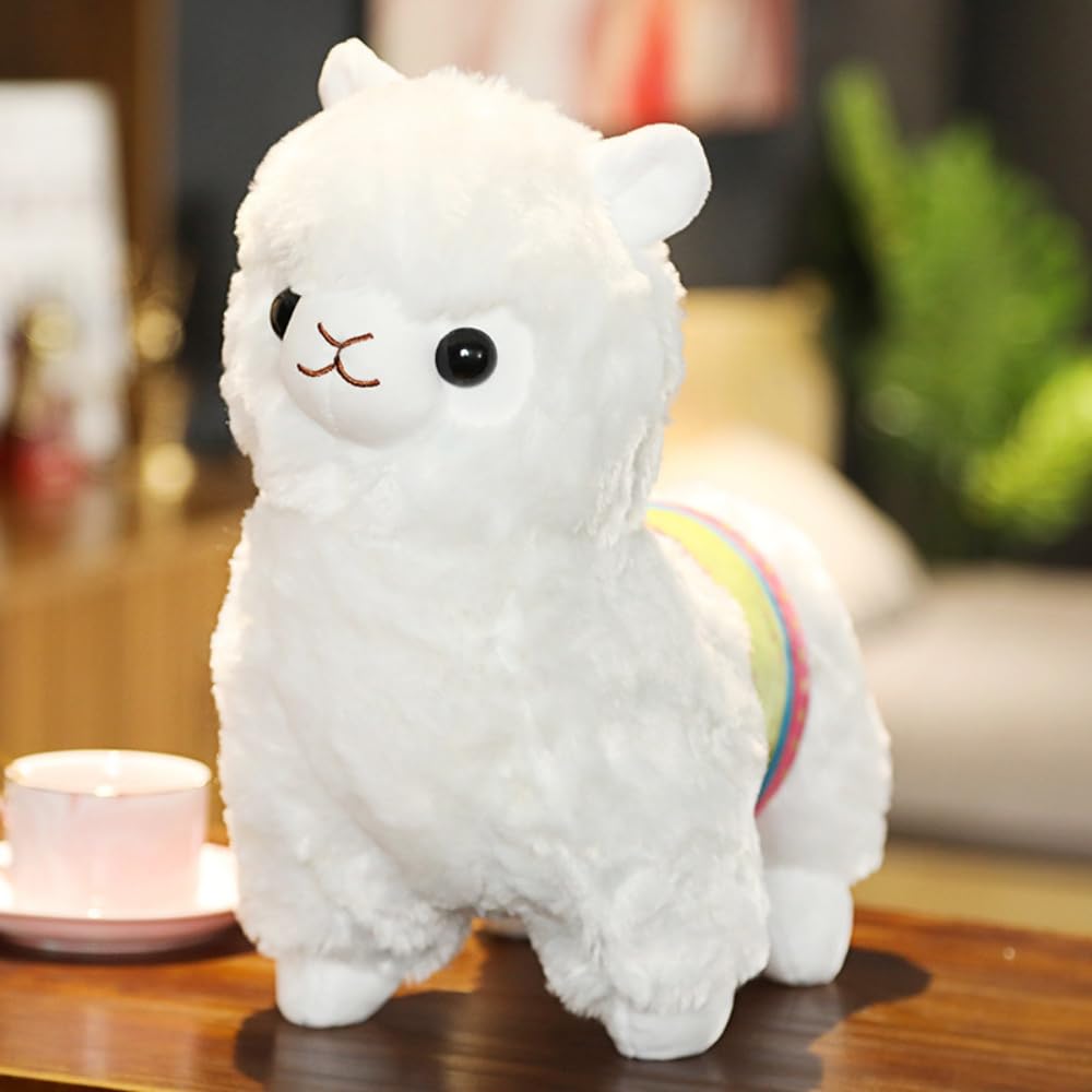 XIYUAN 13.8inch White Alpaca Plush Hug Pillow Toy Alpaca Doll Toys Llama Plushie Stuffed Animal Llamacorn Plushie Doll Toy Soft Fluffy Cushion