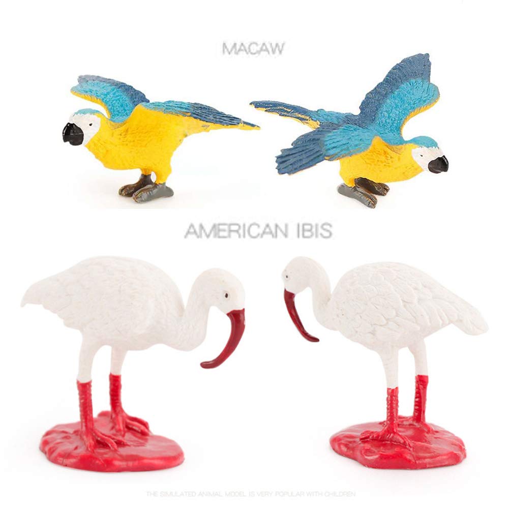 DOYIFUN 10 Pcs Simulated Bird Animals Parrot Model Figure Toys, Realistic Flamingo Birds Figurine Collection Playset Cake Toppers Gift for Kids