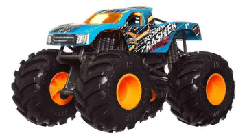 Mattel Hot Wheels Monster Trucks Podium Crasher, Blue [1:24 Scale die cast] Oversized