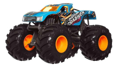 Mattel Hot Wheels Monster Trucks Podium Crasher, Blue [1:24 Scale die cast] Oversized