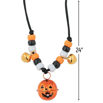 Fun Express Jack-O’-Lantern Jingle Bell Bead Necklace Craft Kit - Craft Kits - 12 Pieces