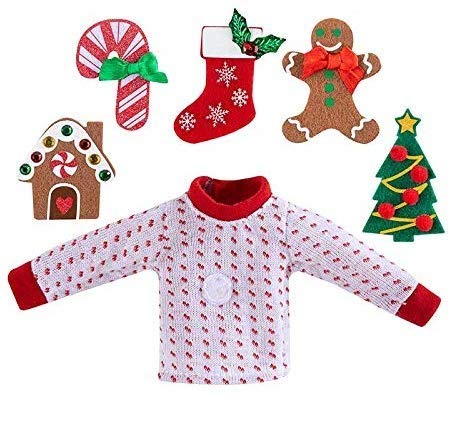 The Elf on the Shelf Sweater Set - Elf Boy or Girl Accessory with 5 Different Removable Decals Change Your Elves Costume Daily, Have Fun with Your