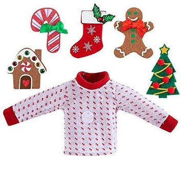 The Elf on the Shelf Sweater Set - Elf Boy or Girl Accessory with 5 Different Removable Decals Change Your Elves Costume Daily, Have Fun with Your