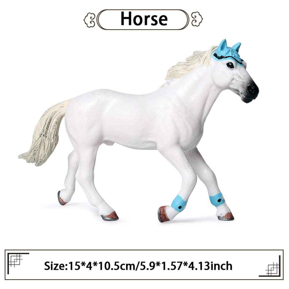 FLORMOON Animal Figures Realistic Quarter White Horse Plastic Early Educational Toys Cupcake Topper Party Gift for Kids 2+ Year Old
