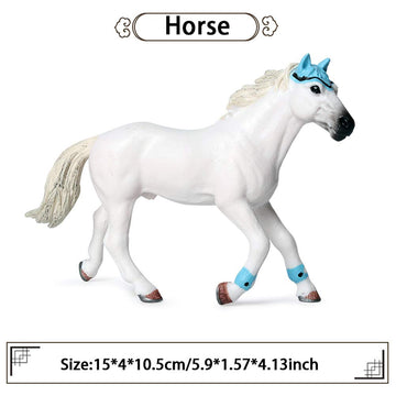 FLORMOON Animal Figures Realistic Quarter White Horse Plastic Early Educational Toys Cupcake Topper Party Gift for Kids 2+ Year Old