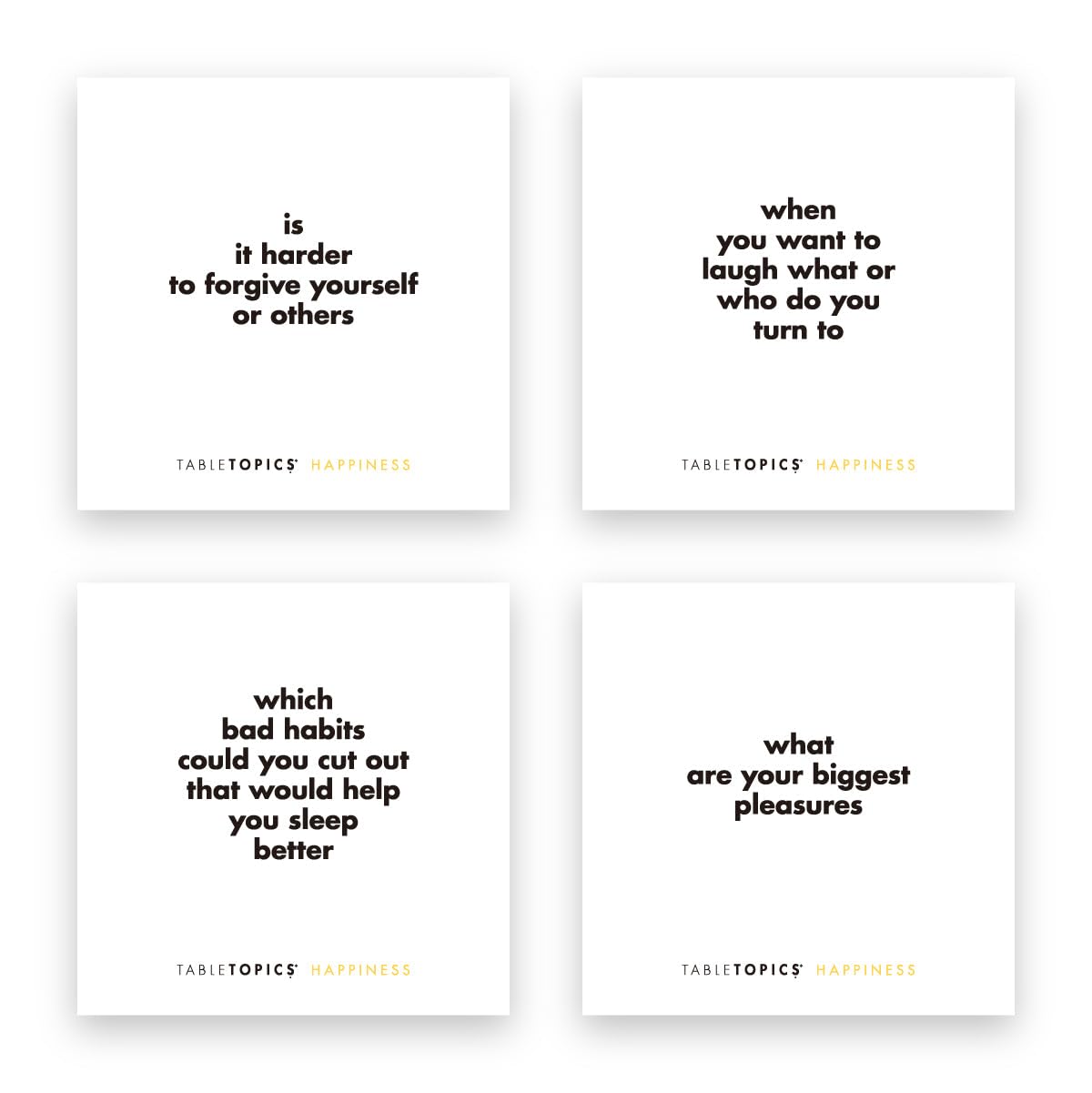 TableTopics Happiness Question Card Game - 135 Conversation Starter Cards with Tips, Ideas, & Quotes to Spark Meaningful Discussions with Adults at