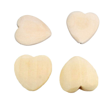Arakierst 50pcs Natural Wooden Heart Teether 25mm Unfinished Wood Hearts with Holes Eco-Friendly Wooden Handing Materials DIY Crafts Beading