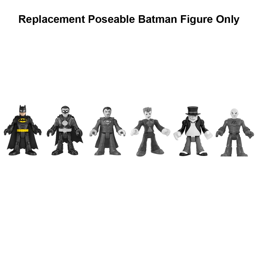 Mattel Replacement Part for Imaginext Deluxe Figure Pack Playset - GWX46 ~ Replacement Poseable Batman Figure ~ Wearing Black Suit and Cape