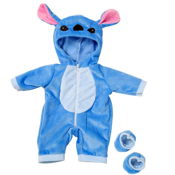 Suit+Shoes Dolls Outfit for 18 inch 43cm Baby Doll Cute Jumpers Rompers Doll Clothes (Blue)