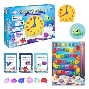The Fidget Game Squishy Time Rescue - Telling Time Game for Kids Ages 6-11 | Multisensory Hands-On Learning Board Game with Manipulatives | Classroom