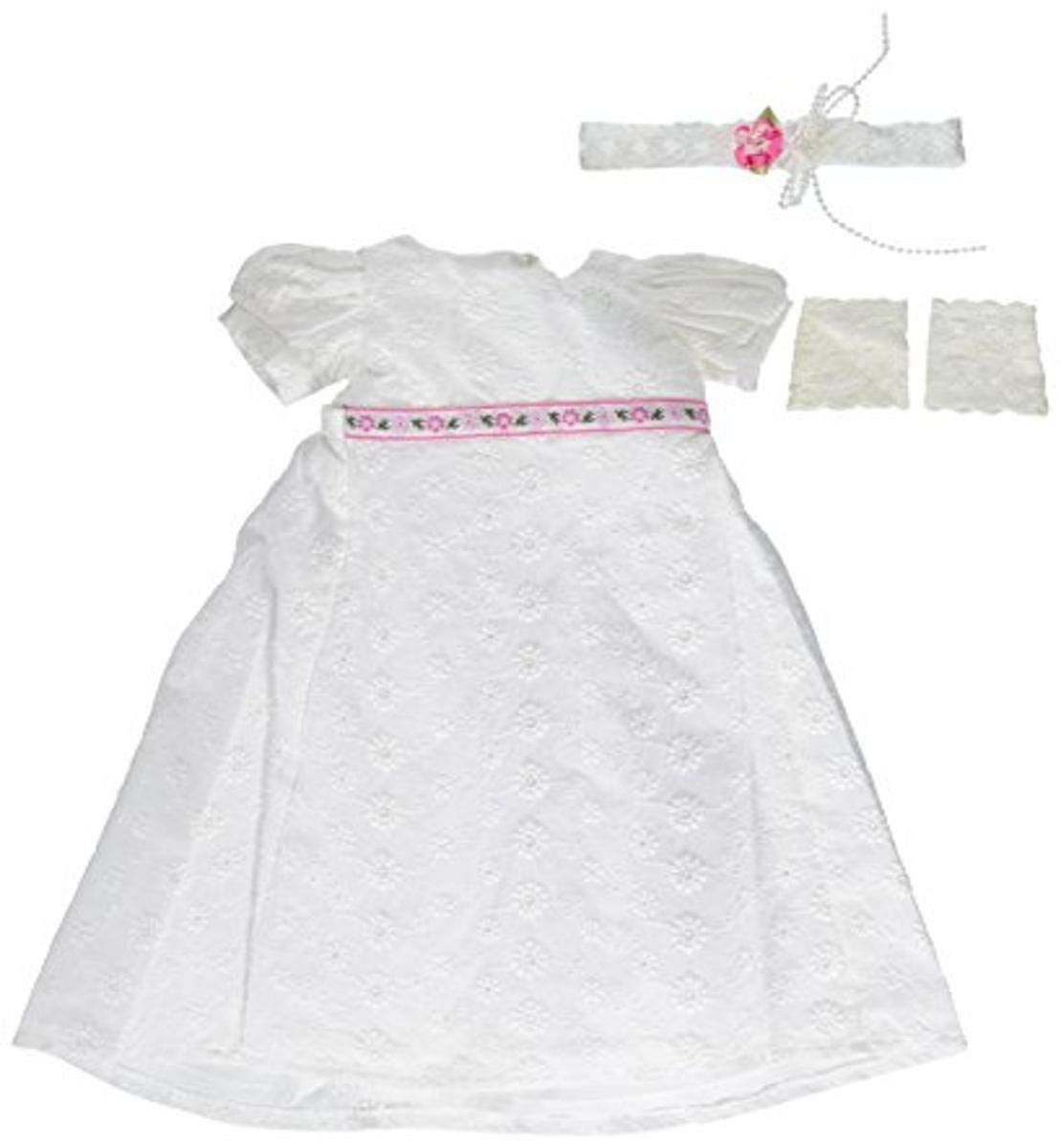 White Regency Dress, Gloves and Hair Ribbon ~ Fits American Girl 18 inch Dolls
