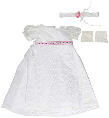 White Regency Dress, Gloves and Hair Ribbon ~ Fits American Girl 18 inch Dolls
