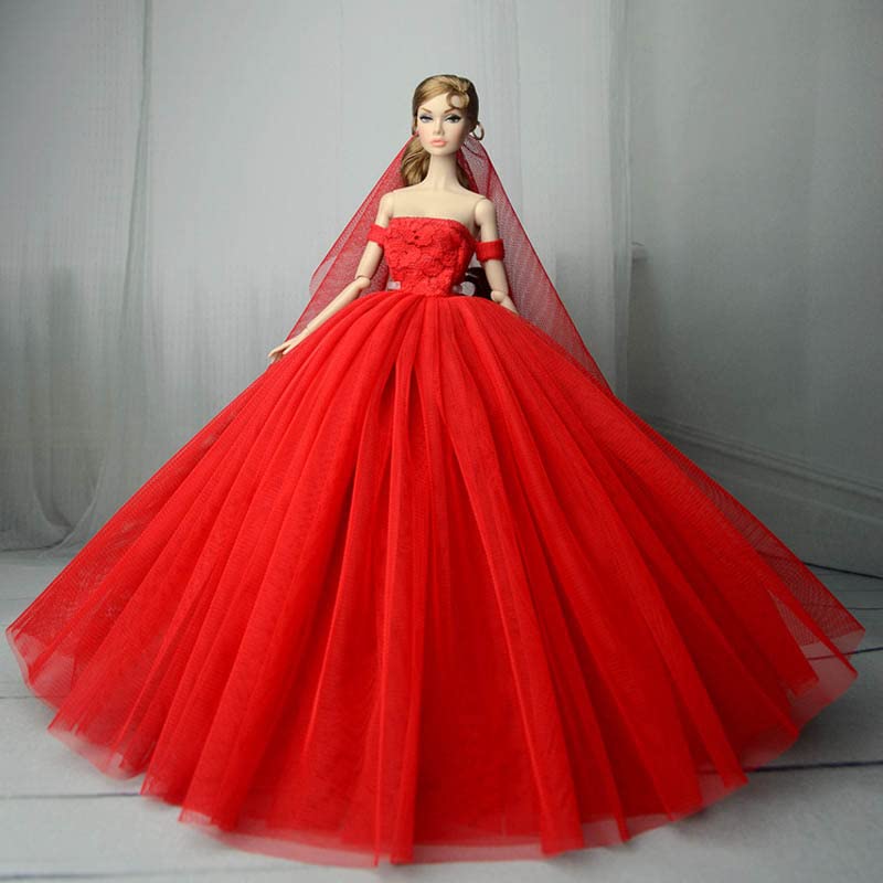 Bridal Doll Clothes Wedding Dress for 11.5inch Girl Doll Outfits Party Princess Gown 1/6 Dolls Accessories (Style F)