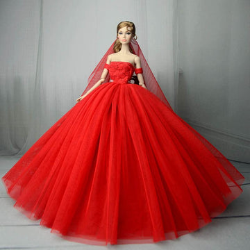 Bridal Doll Clothes Wedding Dress for 11.5inch Girl Doll Outfits Party Princess Gown 1/6 Dolls Accessories (Style F)
