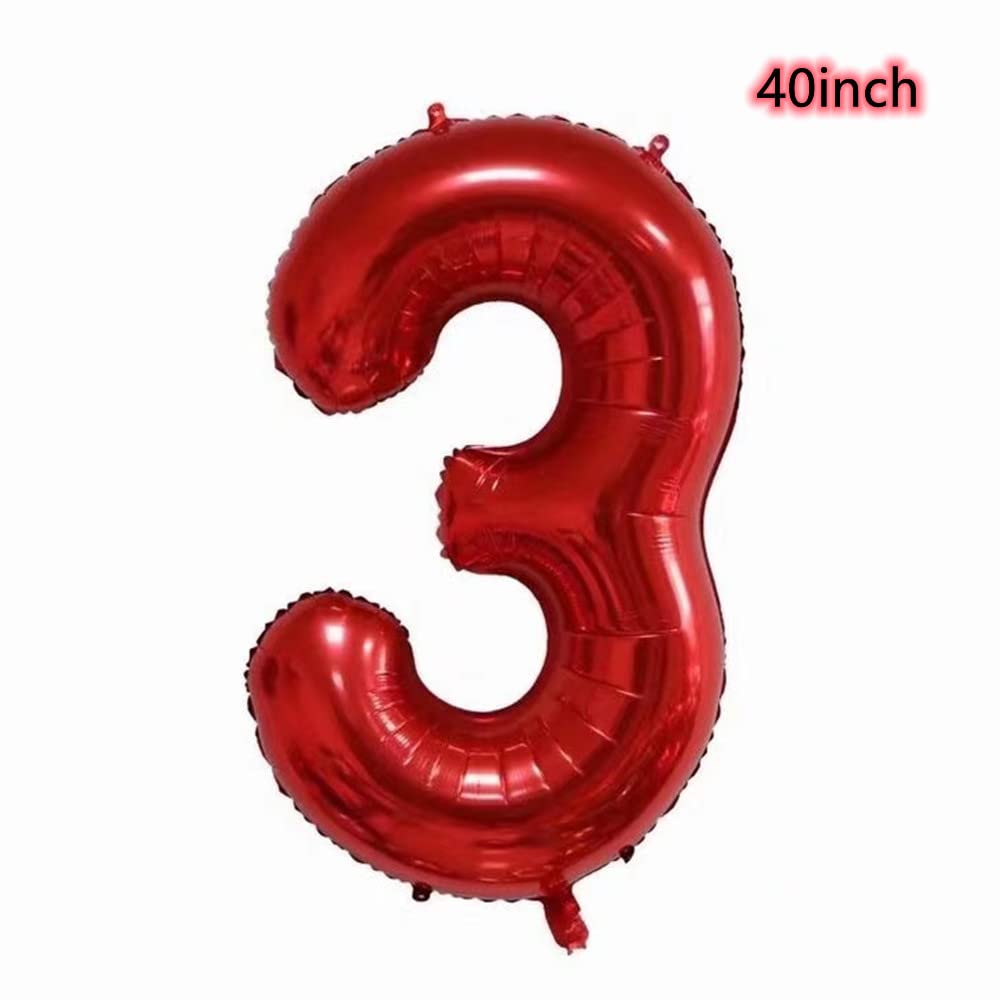 Firefighter Party Decorations Balloons,Fire Truck Balloons Number 3 Red? Fire Truck 3rd Birthday Party Supplies Balloons ?Large Foil Fire Truck