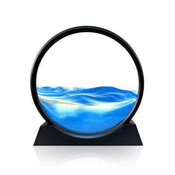 Tegoeoli Deep Sea Sand Art,Moving Sand Art Moving Decorative Tabletop Sand Picture 7'' (Blue)