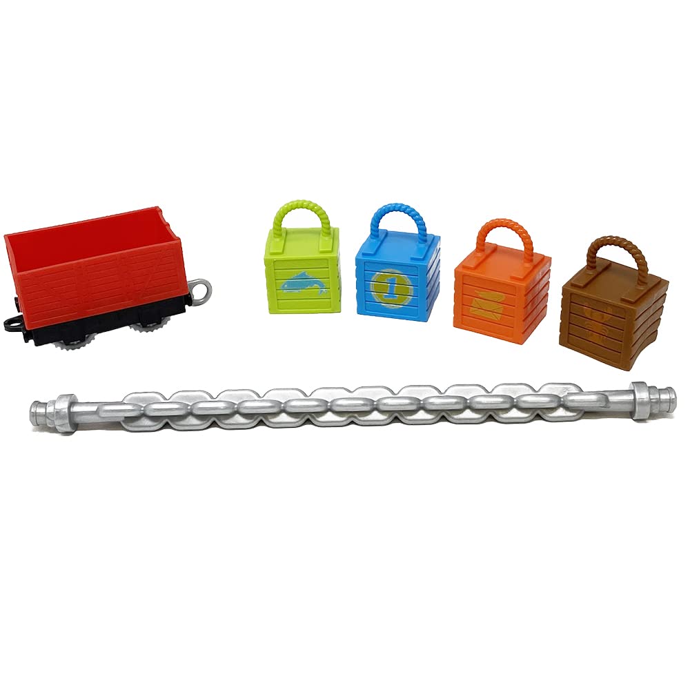Parts for Thomas and Friends Train Set - GXH09 ~ Thomas & Friends Trains and Cranes Super Tower Playset ~Set of 4 Cargo Pieces, Cranky's Chain and Red