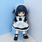 niannyyhouse 1/12 BJD Doll Clothes Headwear Dress Apron Shoes Socks Maid Outfit OB11 4.3in Action Figures Doll Dressup (Black)