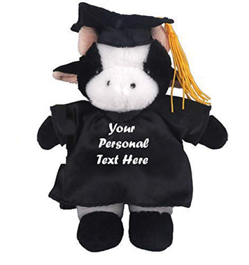 Made By Aliens Plush Stuffed Animal Toys 8 Inches Present Gifts for Graduation Day, Personalized Text, Name or Your School Logo on Gown, Best for Any