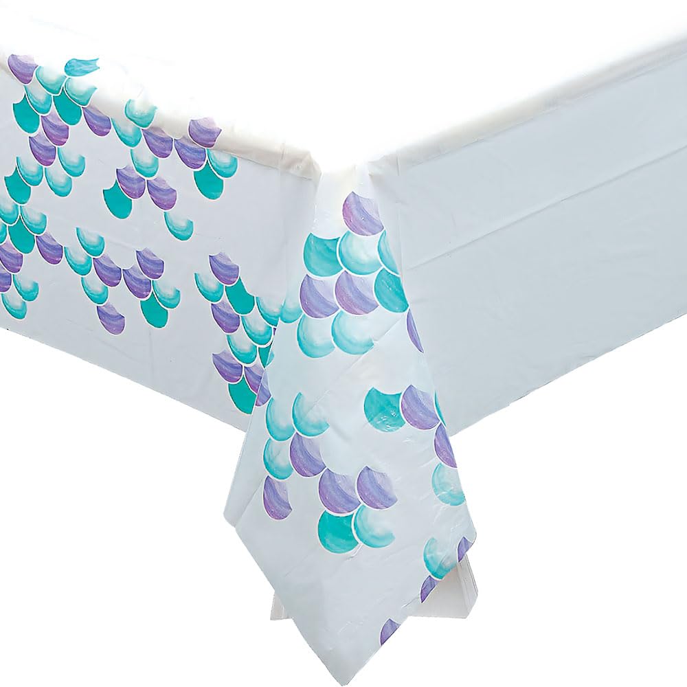 Fun Express Mermaid Sparkle Plastic Tablecover, 1 Piece