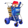 RollX Foldable Storage Wagon with 4 Balloon Wheels, Rear 13 Inch & Front 7 Inch Beach Tires (Pump Included) - Blue