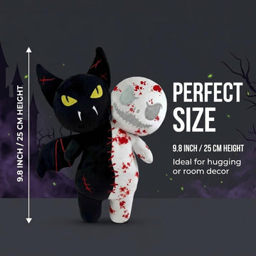 Qobacxso Horror Reversible Glow Plush Creepy Stuffed Animal Toy Scary Vampire & Ghost Buddy Doll for Kids & Game Fans Great Gift for Birthday
