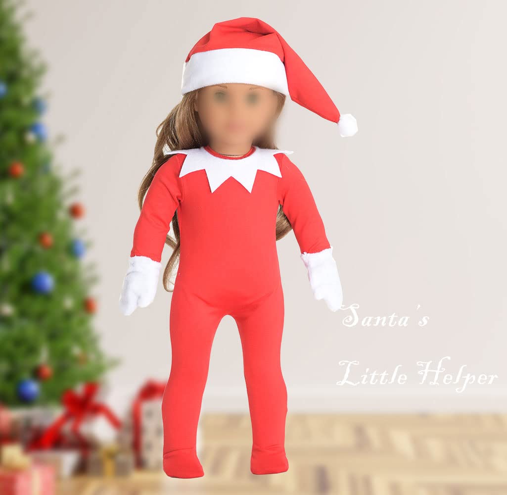 sweet dolly 18 inch Christmas Doll Clothes, 18 inch Christmas Elf Clothing Costume Santa's Little Helper Outfit for 18 inch Doll