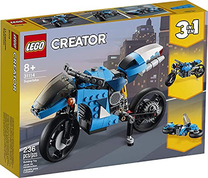 LEGO Creator 3in1 Superbike 31114 Toy Motorcycle Building Kit; Makes a Great Gift for Kids Who Love Motorbikes and Creative Building, New 2021 (236