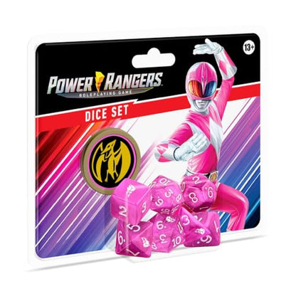 Renegade Game Studios Power Rangers Dice Set - 8-Piece Pink Polyhedral Dice